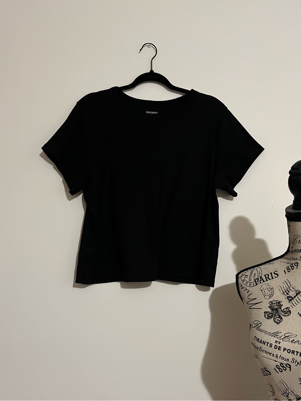 Old Navy Fitted Black Ribbed T-shirt Crop Top